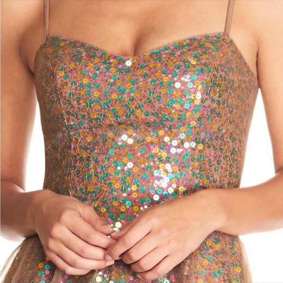 Dress the Population New EnsleySequined Dress Tulle Midi cocktail - Picture 2 of 3